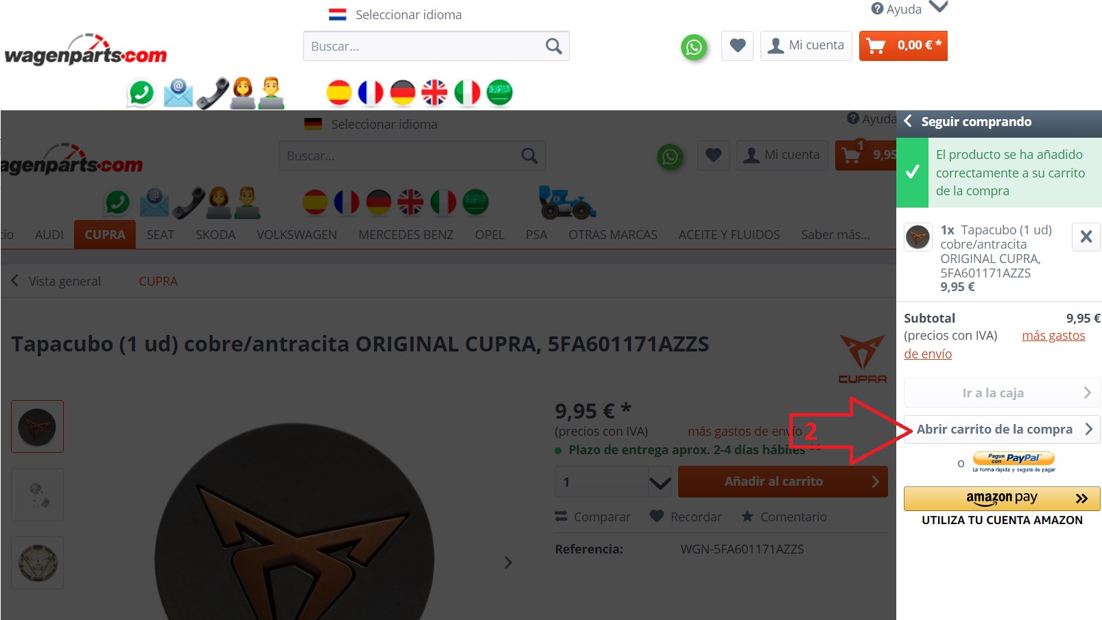 calculadora de costes piezas de recambio - step 2