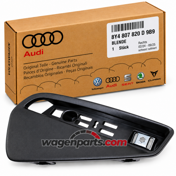 Embellecedor paragolpes trasero izquierdo negro satinado ORIGINAL AUDI A3,S3 (8Y), 8Y4807820D9B9