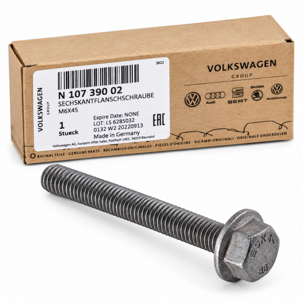 Tornillo de brida hexagonal (M6×45 mm) ORIGINAL SEAT SKODA VW AUDI, N10739002