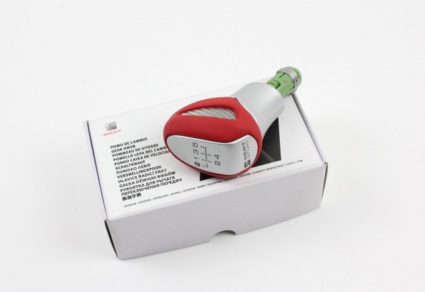 Pomo palanca de cambios aluminio "piel rojo" marchas (5V) ORIGINAL SEAT Ibiza 6J0064230D