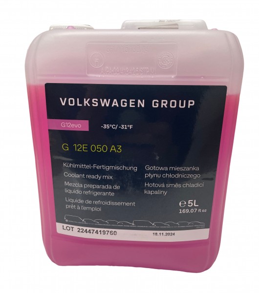 Anticongelante refrigerante ORIGINAL VOLKSWAGEN G12evo, 5 Litros G12E050A3