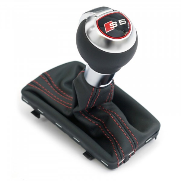 Pomo de cuero negro/rojo palanca deportiva automática ORIGINAL AUDI A5/S5 (B8,8T),8K1713139AAIWZ