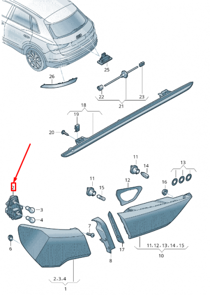 Portalámparas luz trasera lado izquierdo ORIGINAL AUDI Q3 (F3) 83A945257