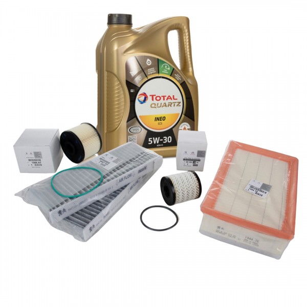 Pack 4 Filtros ORIGINAL PEUGEOT CITROEN 2.0HDi DS5 3008 5008 & Total QUARTZ Ineo ECS 5W30 5L
