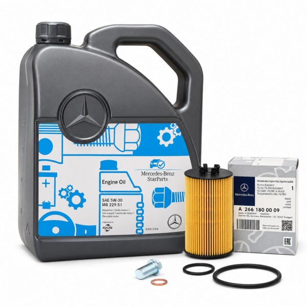 Pack Filtro Aceite ORIGINAL A2661800009 (Clase A & B) GAS & Aceite ORIGINAL 5W30 MB229.51 5L