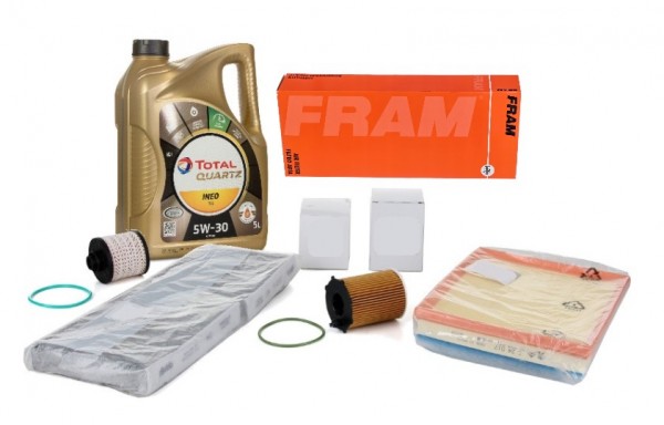 Pack 4 Filtros FRAM para motores 1.6 BlueHdi 100 a partir 2015- & Total QUARTZ Ineo ECS 5W30 5 Litro