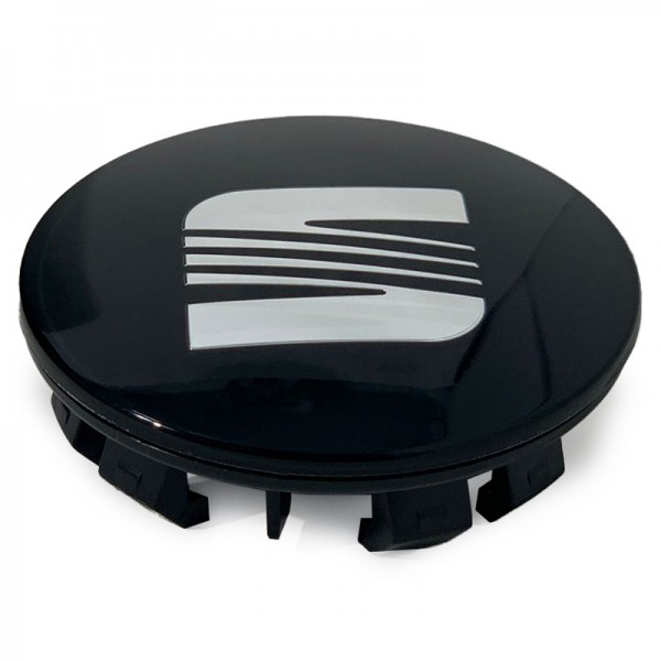 Tapa centro (1 ud) llanta rueda Buje Plata-Negro SEAT ORIGINAL 6K0601169