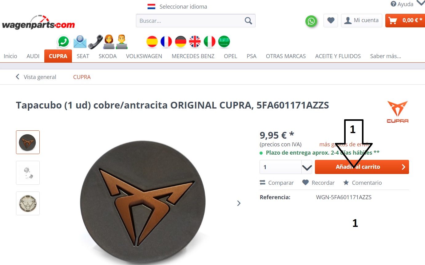 calculadora de costes piezas de recambio - step 1