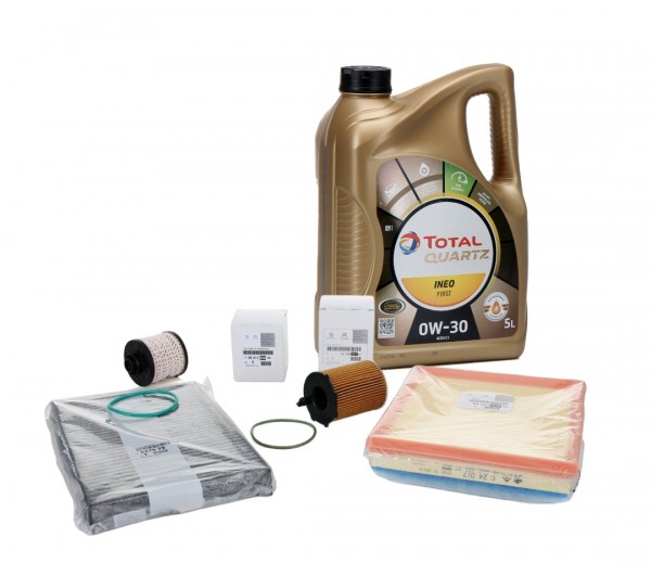 Pack 4 Filtros ORIGINAL PEUGEOT CITROËN 1.6 BlueHDi 99/115/120 & Total QUARTZ Ineo First 0W30 C1 5 l