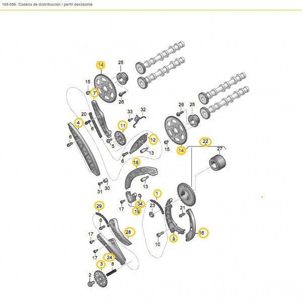 Kit Cadena de Distribución ORIGINAL AUDI Motor Diesel CRTF,CRTE,CRTD,CZVC,CZVD,CZVA/B 059109252E