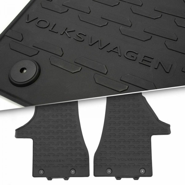 Alfombrillas (2 udes) negras delanteras 4 estaciones ORIGINAL VW Transporter T6.1, 7H1061502C82V