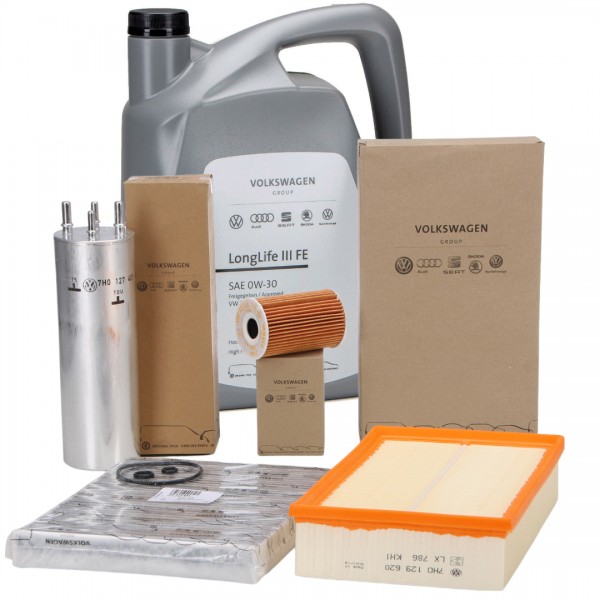 Pack Aceite 5L 0W30 VW + 4 Filtros ORIGINAL VW Multivan Transporter T5 T6 2.0 TDI