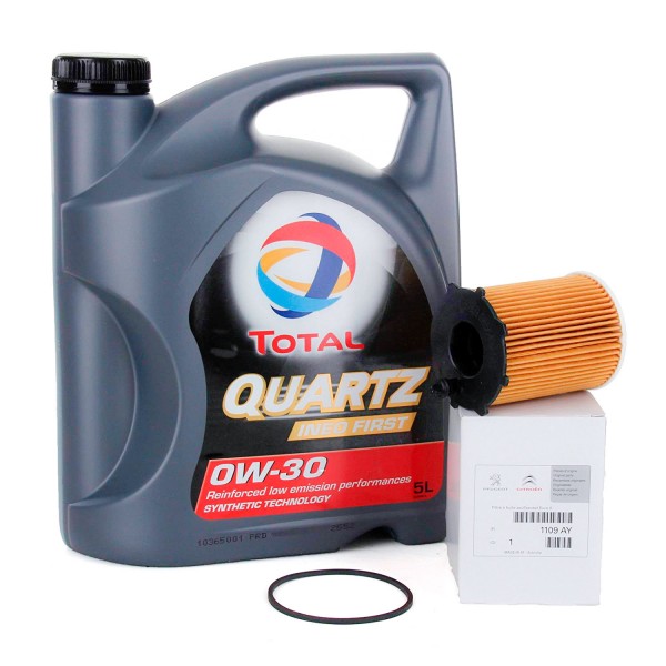 Pack Filtro Aceite ORIGINAL PEUGEOT CITROEN motor HDi 1109AY & Total QUARTZ INEO FIRST 0W30 5L