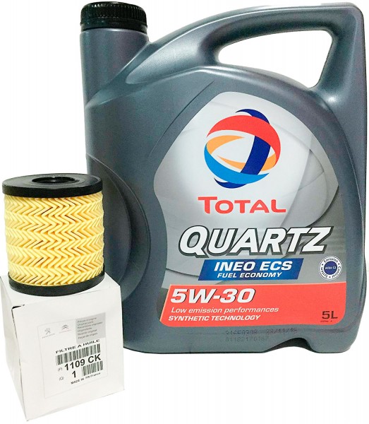 Pack Filtro Aceite ORIGINAL PEUGEOT CITROEN motor. Gasolina 1109CK & Total QUARTZ INEO ECS 5W30 5L