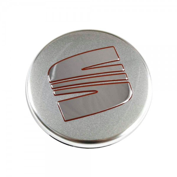 Tapa (1 pieza) centro de llanta rueda Buje Borde Plata-Rojo SEAT ORIGINAL 6LL601171UFT