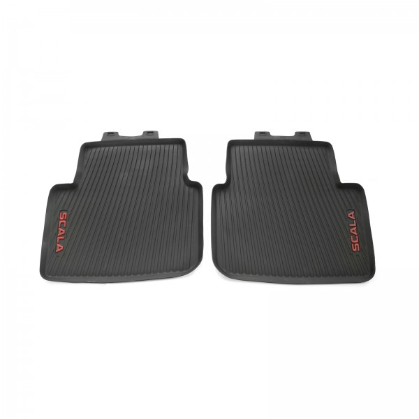 Juego (2 udes) Alfombrillas traseras goma negro & rojo ORIGINAL SKODA Scala, 657061512C
