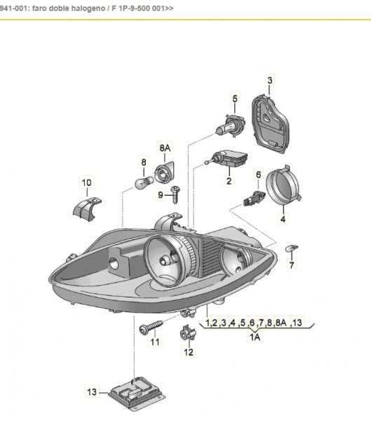 Faro doble halogeno H7 (Derecho) ORIGINAL SEAT LEON II (1P1), 5P1941034B