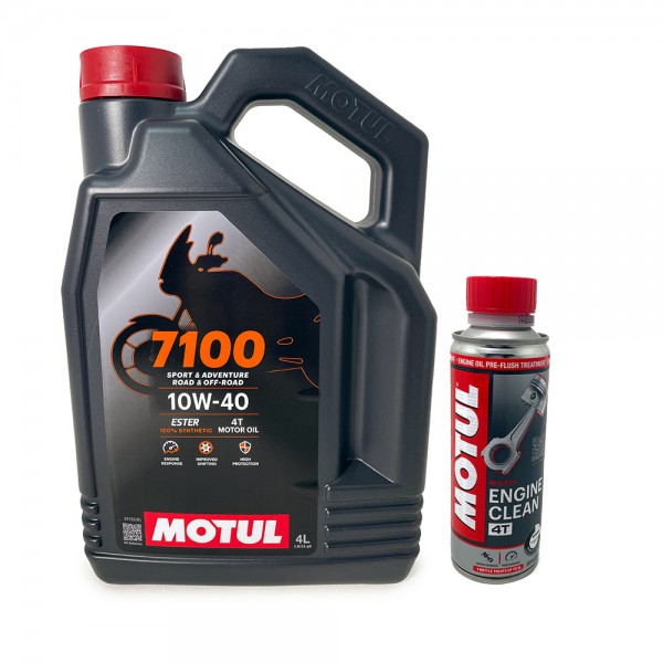 Pack MOTO Motul Aceite 7100 10W40 4T 4L 104092 & Engine Clean 200ML 108263