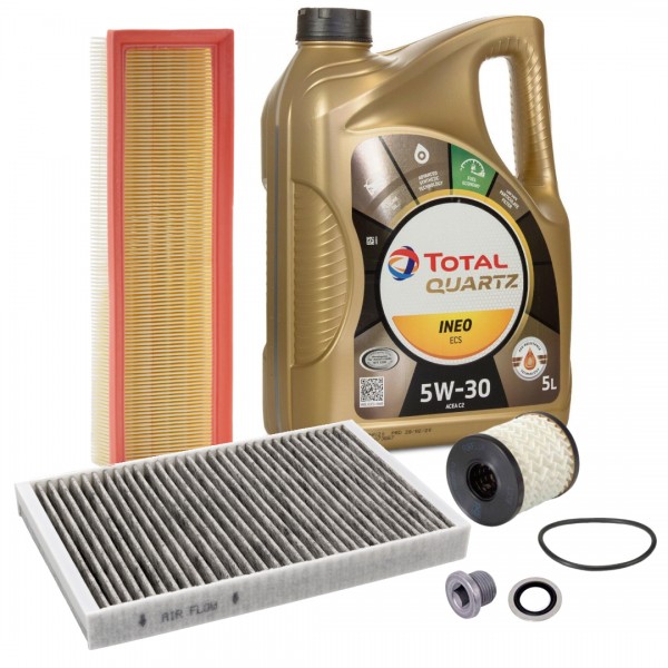 Kit Mantenimiento Filtros compatible FRAM Citroen C2 motor TU3JP, Total Quartz ECS 5w30 5 lts