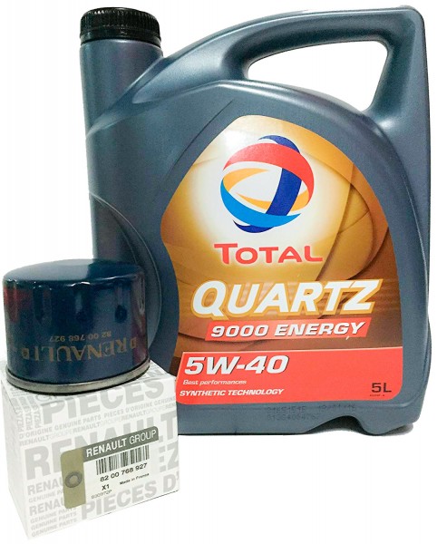 Pack Filtro Aceite ORIGINAL RENAULT dCi 8200768927 & TOTAL QUARTZ 9000 ENERGY 5W-40 5L