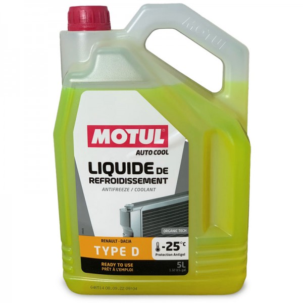 Anticongelante Refrigerante MOTUL INUGEL TYPE D -25°C, 5L especial RENAULT 107785 112657