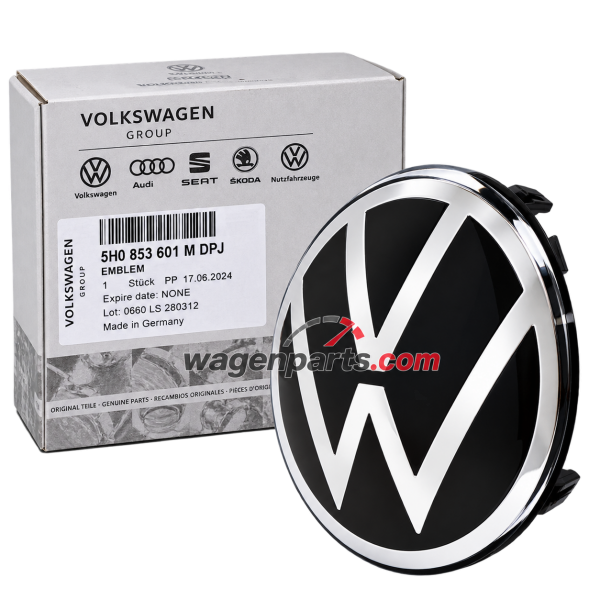 Emblema símbolo 'VW' negro cromado brillante ORIGINAL VW Taigo,T-Roc, 5H0853601MDPJ