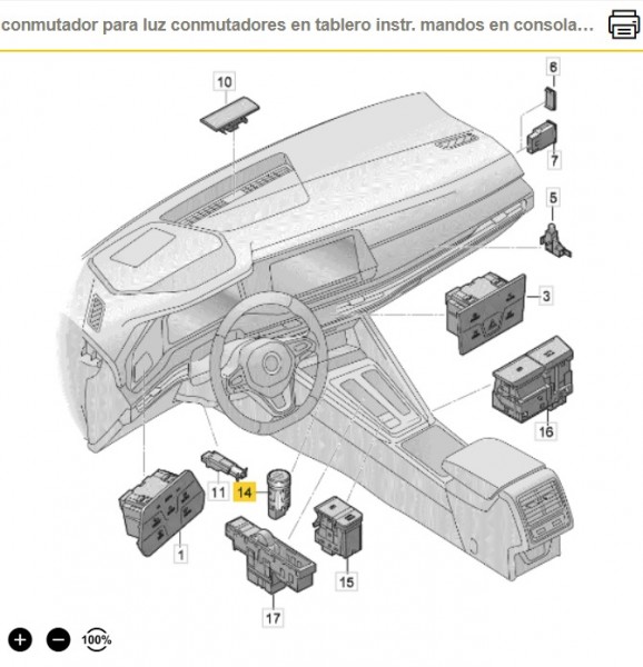 Conmutador start-stop soul/blanco ORIGINAL SEAT CUPRA, 5FA959839UZL