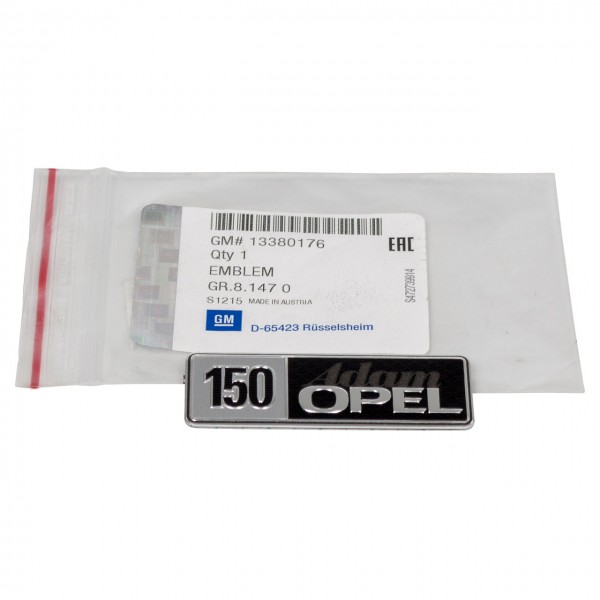 Adhesivo letras '150 Adam OPEL' plata negra ORIGINAL OPEL Astra J, Corsa D, Insignia A, 13380176