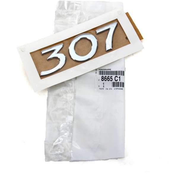 Emblema letras '307' ORIGINAL PEUGEOT 307, 8665C1