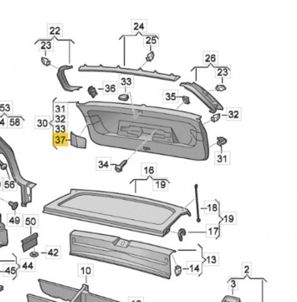 Tapa recepción izquierda guarnecido de portón posterior ORIGINAL VW Golf 8 (5H,CD) 5H6858831A4PK