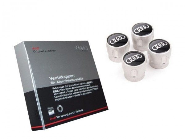 Juego Tapas (4 udes) de válvula logo AUDI color cromado ORIGINALES AUDI 4L0071215A