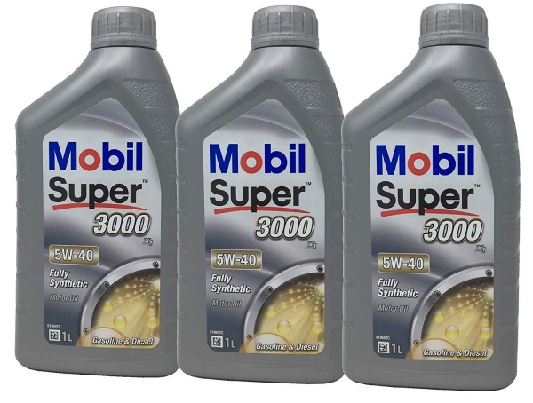 Pack 3 Litros MOBIL Super 3000 X1 5W-40, 1511653