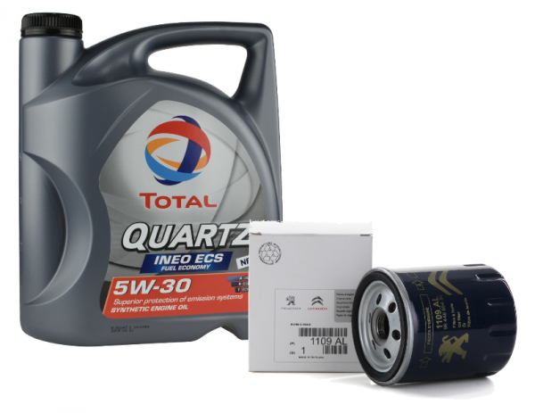Pack Filtro Aceite ORIGINAL PEUGEOT CITROEN 1109AL & Total QUARTZ INEO ECS 5W30 5L