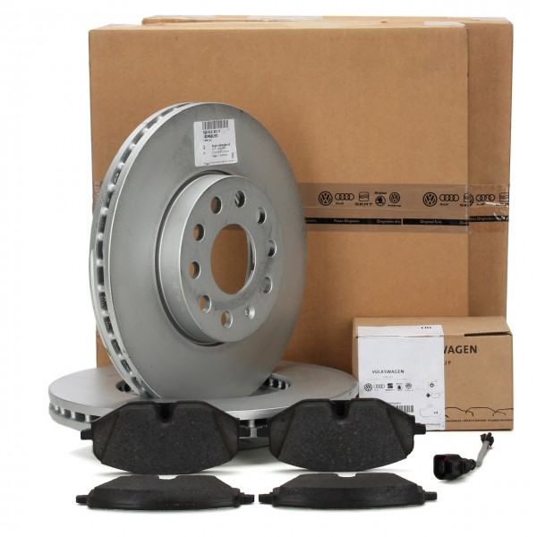 Discos de Frenos + Pastillas de Freno Delantero + Sensor ORIGINAL AUDI A3 (8Y) VW Golf VIII, Caddy V