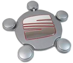 Tapa (1 ud) centro Tapacubos Buje llantas 'titanio/rojo tornado' ORIGINAL SEAT, 1P0601149SGK