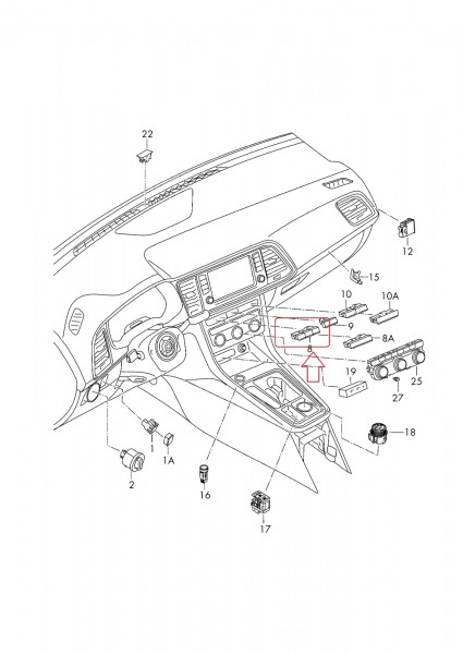 Interruptores en el sensor solar del salpicadero ORIGINAL SEAT Ateca, 575927143DWHS