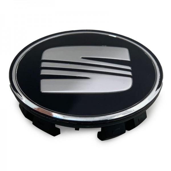 Tapa centro (1 ud) llanta rueda Buje Borde Plata-Negro SEAT ORIGINAL 6K0601169A