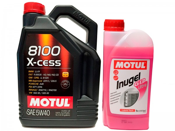 Pack Motul 8100 X-CESS 5W40 5L 102870 & Motul INUGEL G13 ULTRA 1L