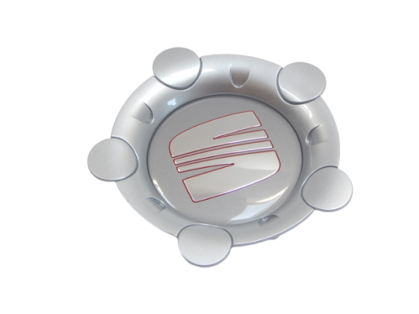 Tapacubo (1 ud) centro Buje llanta 'plata-rojo' ORIGINAL SEAT, 5P0601149EUFU