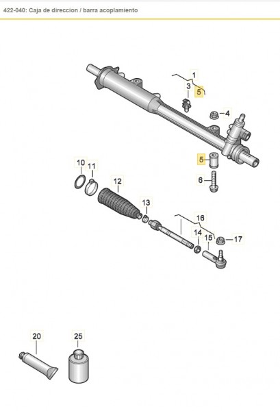 Torn.exag. con collar(combin.) M12X80 para cremallera dirección ORIGINAL VW Amarok,N10640502