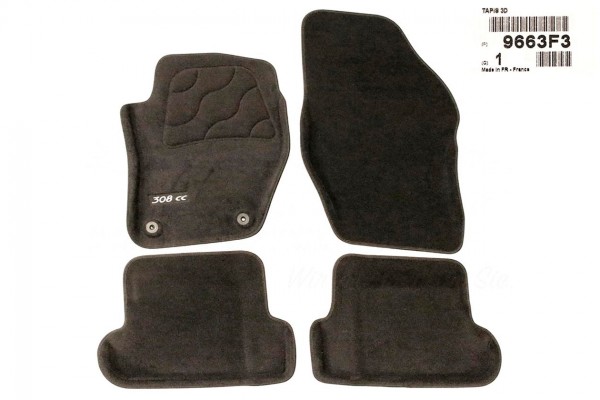 Juego (4 udes) alfombrillas Moqueta acordonada ORIGINAL PEUGEOT 308 (CC), 9663F3