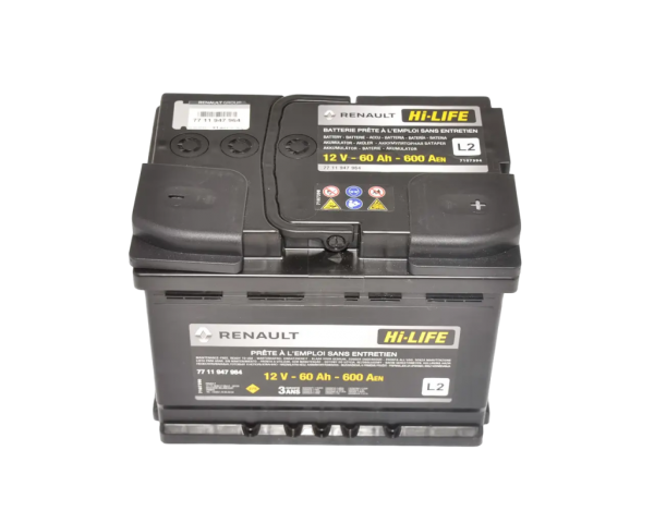 Batería de arranque ORIGINAL RENAULT,7711947964 - 60AH-600A- L2-12V