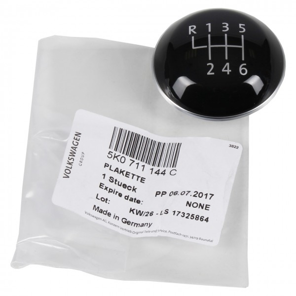 Placa 'pomo planca cambio 6V' negro-cromado ORIGINAL VW Amarok, Golf, Eos, 5K0711144C