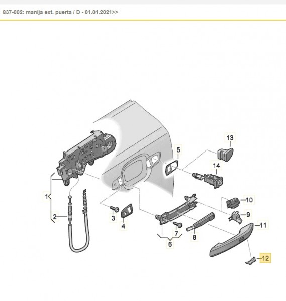 Tapa embellecedora manija puerta delantera izquierda ORIGINAL AUDI Q5,8W0837877