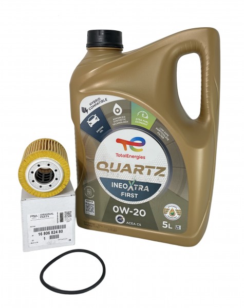 Pack Filtro ORIGINAL PEUGEOT CITROEN 1.5BlueHDi 1680682480 & Total QUARTZ Ineo Xtra First 0W20 C5, 5
