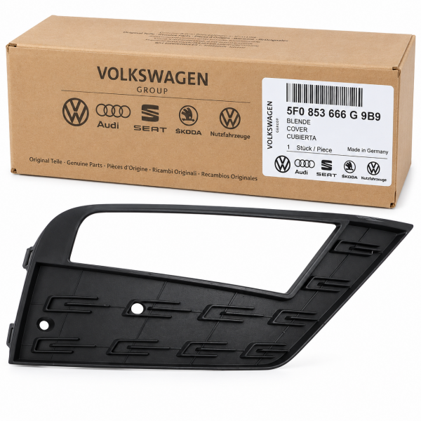 Cubierta negro satinado para faros antiniebla derecha ORIGINAL SEAT Leon III (5F1) 5F0853666G9B9