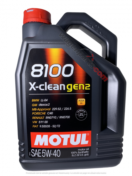 Motul 8100 X-CLEAN GEN2 5W40 109762 5 Litros
