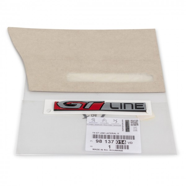 Emblema logotipo 'GT-LINE' lado derecho ORIGINAL PEUGEOT 308, 98137014VD