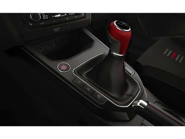 Pomo de cambio 6V piel en Desire Red ORIGINAL SEAT 6F0064230A0X1