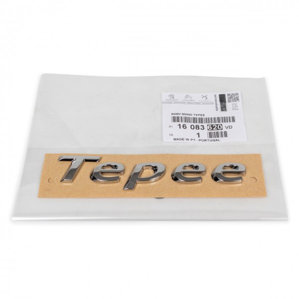 Emblema logotipo 'Tepee' portón trasero ORIGINAL PEUGEOT Partner II (Tepee),16083620VD